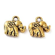 Tibetan Style Alloy Charms, Cadmium Free & Lead Free, Elephant, Antique Golden, 12x12x4mm, Hole: 1.6mm(FIND-Q094-01AG)