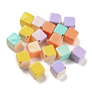Baking Painted ABS Plastic Beads, Cube, Dyed, Mixed Color, 12x12x12mm, Hole: 1.6mm(KY-C017-06)