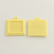 Square Resin Pendant Cabochon Settings, Champagne Yellow, Tray: 21x21mm, 35x30x4mm, Hole: 3mm(X-CRES-R173-01)