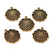Tibetan Style Alloy Pendants, Flower, Antique Golden, 24.5x21x4mm, Hole: 2mm(PALLOY-P224-01AG)