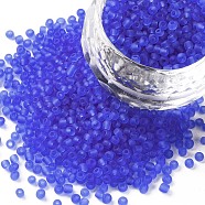 Glass Seed Beads, Frosted Colors, Round, Cornflower Blue, Size: about 2mm in diameter, hole:1mm, about 6666pcs/100g(X1-SEED-A008-2mm-M6)