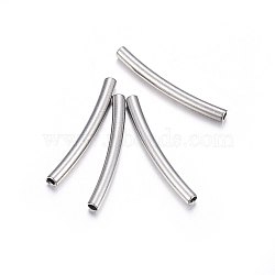 304 Stainless Steel Tube Beads, Curved Tube, Stainless Steel Color, 20x2mm, Hole: 1.4mm(X-STAS-F174-17P-A)