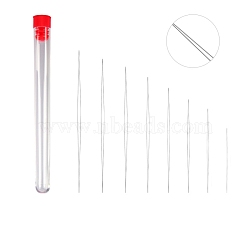 Stainless Steel Collapsible Big Eye Beading Needles, Seed Bead Needle, with Storage Tube, Red, 45~160x15mm, 9pcs/set(SENE-PW0013-02C)