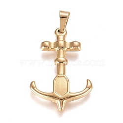 304 Stainless Steel Pendants, Anchor, Golden, 33.5x22.5x2.5mm, Hole: 4x6mm(STAS-G210-24G)