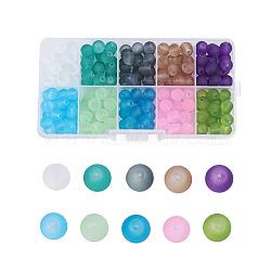 Transparent Glass Beads, Frosted, Round, Mixed Color, 4mm, Hole: 1.1~1.3mm, about 1500~1550pcs/box(FGLA-X0001-03-4mm)