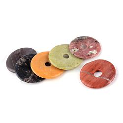 Natural & Synthetic Gemstone Pendants, Donut/Pi Disc, Dyed, Donut Width: 13.5~16mm, 33~40x4~5mm, Hole: 6~8mm(G-Q458-23)