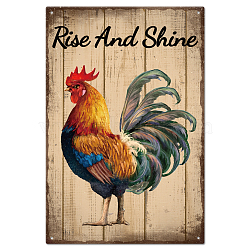 Vintage Metal Tin Sign, Iron Wall Decor for Bars, Restaurants, Cafe Pubs, Rectangle, Rooster, 300x200x0.5mm(AJEW-WH0189-260)