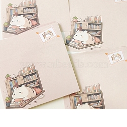 Cartoon Square with Cat Pattern Memo Pad Sticky Notes, Sticker Tabs, for Office School Reading, Beige, 76x76mm, 50 sheets/book(PW-WG80660-04)