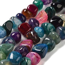 Natural Agate Beads Strands, Dyed & Heated, Nuggets, Tumbled Stone, Colorful, 6.5~13x10~13x1.5~11mm, Hole: 1.6mm, about 22pcs/strand, 7.20~7.72''(18.3~19.6cm)(G-H295-B01-03)