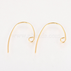 Brass Earring Hooks, with Horizontal Loop, Real 18K Gold Plated, 20~21x14~16x1mm, Hole: 2mm(X-KK-Q735-360G)