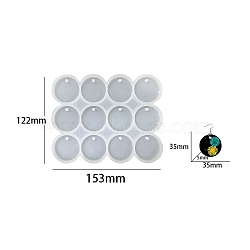 Round Shape Pendants DIY Food Grade Silicone Mold, Resin Casting Molds, for UV Resin, Epoxy Resin Craft Making, White, 122x153x8mm, Inner Diameter: 35mm(PW-WG61680-01)