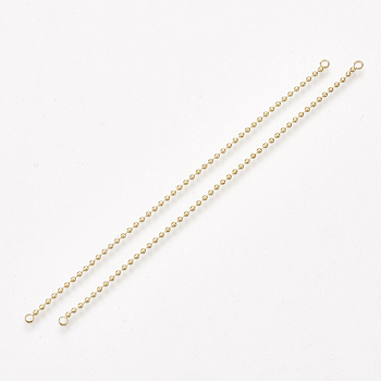 Brass Ball Chain Links connectors, Real 18K Gold Plated, 102~105x1.5mm, Hole: 1.6mm