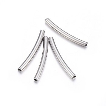 304 Stainless Steel Tube Beads, Curved Tube, Stainless Steel Color, 20x2mm, Hole: 1.4mm