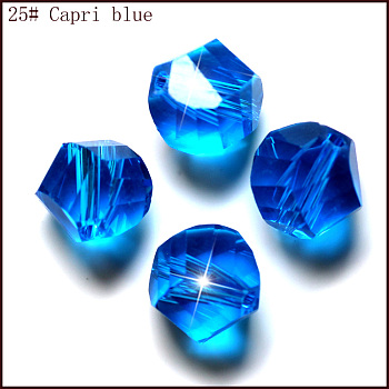 Imitation Austrian Crystal Beads, Grade AAA, Faceted, Polygon, Dodger Blue, 10mm, Hole: 0.9~1mm