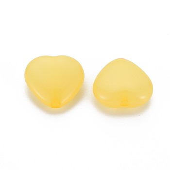 Transparent Acrylic Beads, Dyed, Heart, Gold, 13.5x14x6mm, Hole: 1.5mm, about 775pcs/500g
