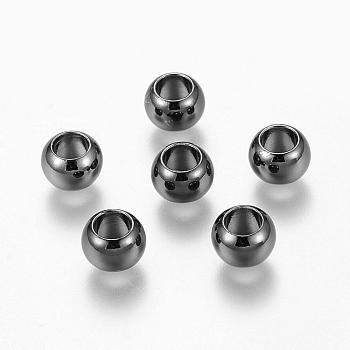 Environment Brass European Beads, Lager Hole Beads, Long-Lasting Plated, Rondelle, Gunmetal, 8x5.5mm, Hole: 4.5mm