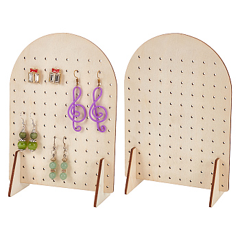 Arch Shaped Wood Earring Organizer Display Stands, Bisque, Fihished Product: 6x13x19.5cm