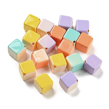 Baking Painted ABS Plastic Beads, Cube, Dyed, Mixed Color, 12x12x12mm, Hole: 1.6mm