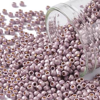 TOHO Round Seed Beads, Japanese Seed Beads, (PF554F) PermaFinish Lavender Metallic Matte, 11/0, 2.2mm, Hole: 0.8mm, about 5555pcs/50g