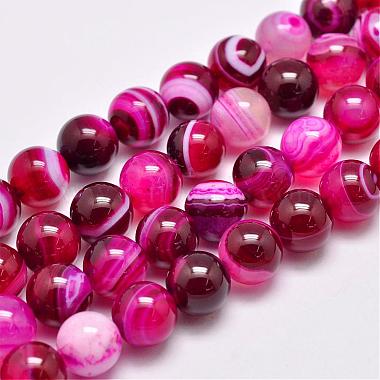 14mm DeepPink Round Striped Agate Beads