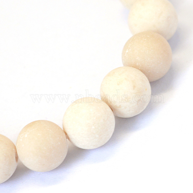 Frosted Natural Fossil Round Bead Strands(G-E334-12mm-22)-2