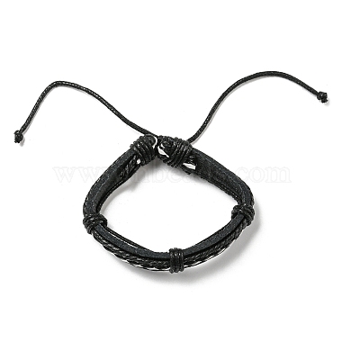 Bracelet à cordon en simili cuir tressé réglable de style 6pcs 6 serti de cordon ciré pour hommes(BJEW-F458-06)-3