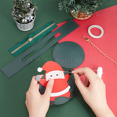 Christmas Theme Imitation Leather Sew on Coin Purse Kit(DIY-WH0033-58C)-3