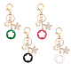 4Pcs 4 Colors Rhinestone Enamel Flower Pendant Keychain with AlloyCharm(KEYC-GL0001-08)-1