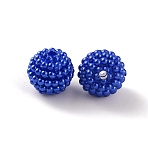 Opaque Resin Beads, Waxberry Ball Shaped Round Bead, Blue, 10x9mm, Hole: 1.5mm, about 2700pcs/1000g(RESI-WH0021-51B)