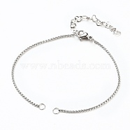 304 Stainless Steel Box Chains/Venice Chains Bracelets Making, with Lobster Claw Clasps and Extension Chain, Stainless Steel Color, 7-1/8 inch(18cm)(X-AJEW-JB00783-01)