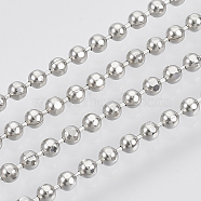 Brass Ball Chains, Faceted, Long-Lasting Plated, Soldered, with Spool, Cadmium Free & Nickel Free & Lead Free, Platinum, 2mm, about 16.4 Feet(5m)/roll(X-CHC-S008-004C-P)
