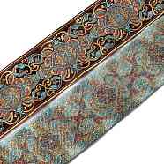 Ethnic Style Polyester Ribbon, Jacquard Ribbon, Tyrolean Ribbon, Floral Pattern, Coconut Brown, 2-3/8 inch(60mm)(OCOR-WH0060-78A)