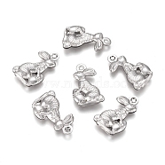 Easter 304 Stainless Steel Pendants, Easter Bunny, Stainless Steel Color, 18x10x3.5mm, Hole: 1mm(X-STAS-I138-02P)