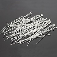 100Pcs Silver Color Plated Brass Ball Head Pins, Size: about 0.5mm thick, 24 Gauge,, 40mm long, Head: 1.5mm, about 200~250pcs/20g(X-RP0.5X40mm-S)
