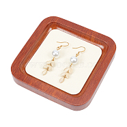 Square Wood Jewelry Storage Tray with Microfiber Fabric Mat Inside, Cosmetics Jewelry Organizer Holder, PapayaWhip, 10x10x1.7cm(ODIS-WH0030-37A-01)