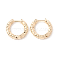 Brass Twist Rope Hoop Earrings for Women, Cadmium Free & Lead Free, Real 14K Gold Plated, 13x14x2.5mm, Pin: 1mm(KK-A158-07B-G)