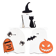 Halloween Themed Wood Display Decorations, Ghosts, White, 77~126x10~10.5x125~132mm, 3pcs/set(DJEW-WH0001-20)