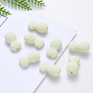 Handmade Porcelain Beads, Frosted, Green Yellow, 20x11x7mm, Hole: 1.8mm(PORC-S500-011-C03)