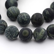 Frosted Natural Kambaba Jasper Beads Strands, Round, 6mm, Hole: 1mm, about 62pcs/strand, 15.5 inch(G-M272-13-6mm)
