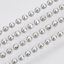 Brass Ball Chains, Faceted, Long-Lasting Plated, Soldered, with Spool, Cadmium Free & Nickel Free & Lead Free, Platinum, 2mm, about 16.4 Feet(5m)/roll(X-CHC-S008-004C-P)