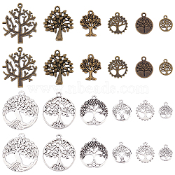 Elite 120Pcs 12 Style Tibetan Style Alloy Pendants, Cadmium Free & Nickel Free & Lead Free, Tree of Life, Mixed Color, 13.5~44x15~40x1~2.5
mm, Hole: 1.2~2mm, 10pcs/style(FIND-PH0004-87)