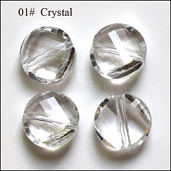Imitation Austrian Crystal Beads, Grade AAA, Faceted, Flat Round, Clear, 10x5mm, Hole: 0.9~1mm(SWAR-F057-10mm-01)