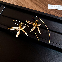 Alloy Dangle Earrings, Flower, Golden, 55x30mm(FS-WG88BED-01)