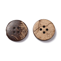 4-Hole, Coconut Buttons, Flat Round, Brown, 20x3mm, Hole: 2mm(BUTT-C001-02)