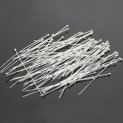 100Pcs Silver Color Plated Brass Ball Head Pins, Size: about 0.5mm thick, 24 Gauge,, 40mm long, Head: 1.5mm, about 200~250pcs/20g(X-RP0.5X40mm-S)