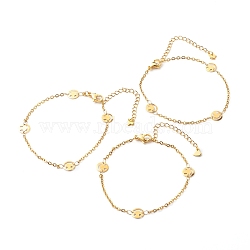 304 Stainless Steel Link Chains Bracelet, Smile, Golden, 7-5/8 inch(19.5cm)(BJEW-JB06522)