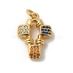 Rack Plating Brass Micro Pave Cubic Zirconia Pendants, with Jump Ring, Long-Lasting Plated, Lead Free & Cadmium Free, Cross, Real 18K Gold Plated, 18.2x12.8x4.3mm, Hole: 2.8mm(KK-K377-43G)