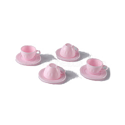 Plastic Tea Cup & Plate Miniature Ornaments, Micro Landscape Home Dollhouse Accessories, Pretending Prop Decorations, Pink, 25mm(PW-WG58236-04)