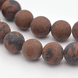Natural Mahogany Obsidian Beads Strands, Frosted, Round, 10mm, Hole: 1mm, about 38pcs/strand, 15.3 inch(G-D656-10mm)