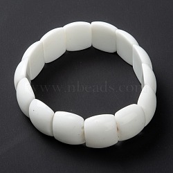 Opaque Glass Beads Stretch Bracelets, Rectangle, White, Inner Diameter: 2 inch(5cm)(BJEW-I296-02B)